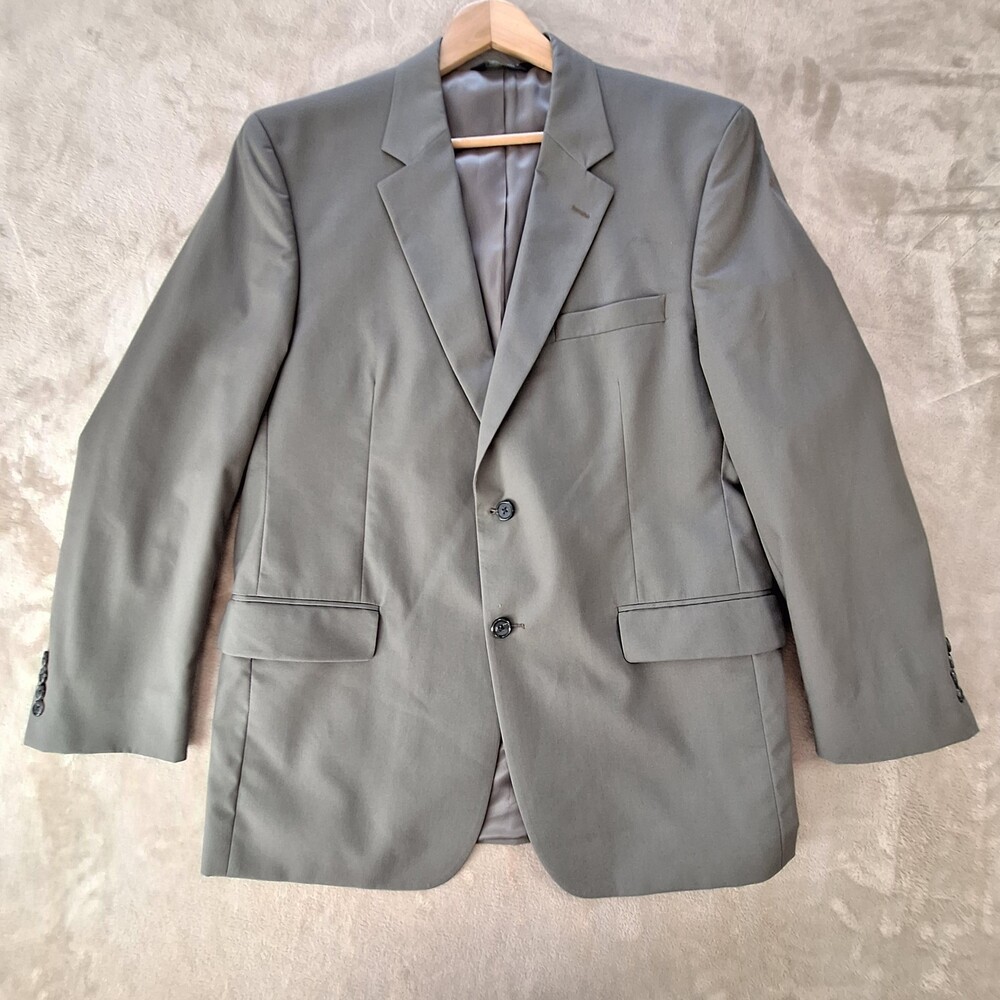 Jos A Bank Suit Jacket Mens 44R Gray Cotton Poly Single Vent 2 Button Formal